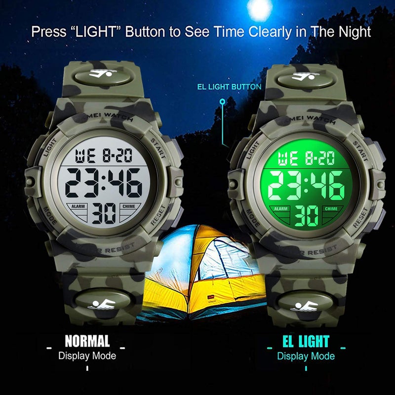 cofuo Watch for Boys 4-12 Year Old, Kids Camouflage Digital Sports Waterproof Outdoor Analog Electronic Watches with Alarm Stopwatch, Children Birthday Presents Gifts Toys for Age 4-12 Year Old Boys Girls - Image 2